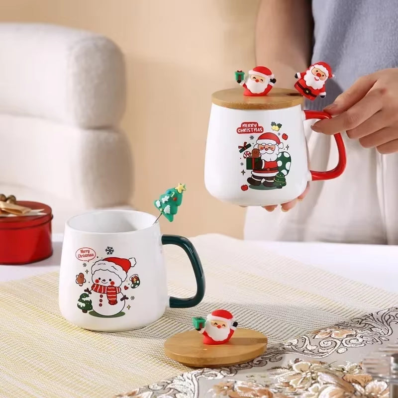 Mug Coffee Christmas Gift,  with Lid with Spoon Set Cup Mug Gift Box Ceramic Mug